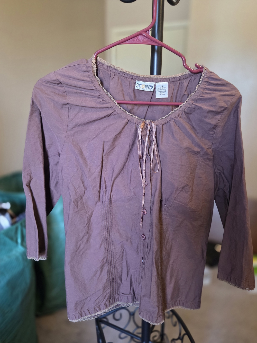 Sun River Mauve Tie-Front Blouse